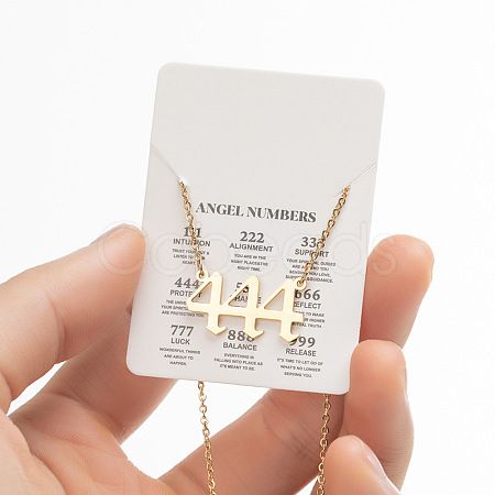 201 Stainless Steel Angel Number Pendant Necklaces for Women FS-WG21275-07-1