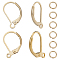 CREATCABIN 40Pcs 2 Styles Brass Leverback Earring Findings, with 40Pcs Open Jump Rings, Real 24K Gold Plated, 15.5~15.6x10x1.5~2mm, Pin: 0.7~0.8mm, 20Pcs/style