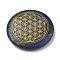 Chakras Themed Natural Lapis Lazuli Cabochons, Flat Round with Flower of Life, 35x6~7mm