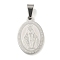 Non-Tarnish 304 Stainless Steel Pendants, Oval with Saint Charm, Stainless Steel Color, 27x18x2mm, Hole: 6x3.5mm