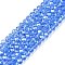 Electroplate Glass Beads Strands, Pearl Luster Plated, Faceted, Rondelle, Royal Blue, 4x3mm, Hole: 0.4mm, about 113~115pcs/strand, 41~41.5cm