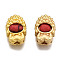 4-Hole Synthetic Turquoise Beads, Dyed, with Brass Findings, Hollow, Matte Gold Color, Red, 10.5x7.5x6.5mm, Hole: 2mm