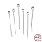 Anti-Tarnish Rhodium Plated 925 Sterling Silver Eye Pins, Platinum, 24 Gauge, 30x2.5x0.5mm, Hole: 1.4mm