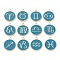 Alloy Enamel Pendants, Flat Round with Constellation, Dark Cyan, 22x18x2mm, Hole: 1.5mm, about 12pcs/set