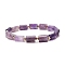 Natural Amethyst Column Beaded Stretch Bracelet, Gemstone Jewelry for Women, Inner Diameter: 2-1/8 inch(5.4cm)