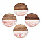 Transparent Resin & Walnut Wood Pendants, with Shell Chips, Two Tone, Flat Round, Pink, 38.5x3.5mm, Hole: 2mm