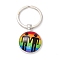 Pride Style Glass Keychain, with Platinum Plated Alloy Findings, Flat Round, Gender Symbol, 6.2cm