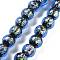 Handmade Foil Lampwork Beads Strands, Round, Royal Blue, 10mm, about 40pcs/strand, 14.57''(37cm)