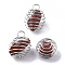 Iron Wrap-around Spiral Bead Cage Pendants, with Natural Red Jasper Beads inside, Round, Platinum, 21x24~26mm, Hole: 5mm