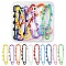 10Pcs 10 Colors Spray Painted Iron Brooch Findings, Kilt Pins with Triple Loops, Mixed Color, 59x18x6mm, Hole: 2mm, 1pc/color