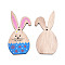 Single-Sided Printed Wood Big Pendants, Rabbit Charm, Dodger Blue, 97x45x2.5mm, Hole: 3.5mm