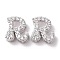 925 Sterling Silver Micro Pave Cubic Zirconia Beads, Real Platinum Plated, Letter R, 9x8x3.5mm, Hole: 2.5x1.5mm