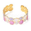 304 Stainless Steel Enamel Flat Round Open Cuff Bangles for Women SA-CBA1A30-03A-G-4