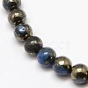 Electroplate Gemstone Natural Pyrite Round Beads Strands G-L129-8mm-01-2