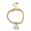 Brass Enamel Elephant Charm Bracelets BJEW-L652-22-G-2