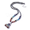 Natural & Synthetic Gemstone and Labradorite Pendant Necklaces NJEW-G324-A07-1