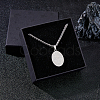 2Pcs Stainless Steel Saint Benedict Oval Medal Pendant Wheat Chain Necklaces NJEW-DC0001-20P-5