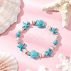 2Pcs Starfish & Turtle Natural Freshwater Shell Beads Stretch Bracelets for Women BJEW-JB11922-4