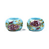 Flower Printed Opaque Acrylic Rondelle Beads SACR-S305-27-E03-2