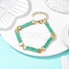 Braided Waxed Polyester Rectangle Link Chain Bracelets BJEW-JB10000-01-2