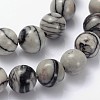 Natural Black Silk Stone/Netstone Bead Strands GSR8mmC137-2