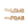 Brass Micro Pave Clear Cubic Zirconia Pendants ZIRC-L093-76G-2