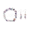 Natural Fluorite Chips Beaded Jewelry Set SJEW-JS01232-02-1