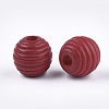 Painted Natural Wood Beehive Beads WOOD-S049-04A-06-2