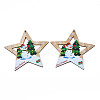 Christmas Theme Single-Sided Printed Wood Big Pendants WOOD-N005-63-1