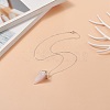 Natural Rose Quartz Geometric Pendant Necklace NJEW-JN04239-01-6