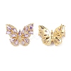 Rack Plating Brass with Cubic Zirconia Stud Earrings for Women EJEW-G394-06G-2