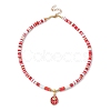 2Pcs 2 Style Alloy Enamel Flower Pendant Necklaces Set NJEW-JN04537-6