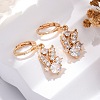 Brass Micro Pave Clear Cubic Zirconia Leverback Earrings EJEW-K300-45G-2