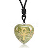 Natural Unakite Heart Engraved AnKh Cross Pendant Personalized DIY Necklaces SC1205-9-1