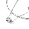 Brass Micro Pave Clear Cubic Zirconia Column Charm Bangles LS-BJEW-L691-02P-2