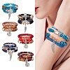 5Pcs 5 Style Wood & Glass Seed & Acrylic Beaded Stretch Bracelets Set with Baseball JB709A-5