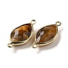 Natural Tiger Eye Faceted Connector Charms G-K347-03G-20-2