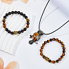 Alloy Owl Pendant Necklace & Beaded Stretch Bracelets SJEW-FI0001-06-7