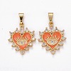 Brass Clear Cubic Zirconia Pendants ZIRC-J025-67G-02-1