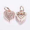 Long-Lasting Plated Brass Micro Pave Cubic Zirconia Charms X-ZIRC-F069-41RG-2