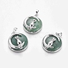 Natural Green Aventurine Kitten Pendants G-J386-B01-1