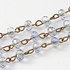 Handmade Electroplate Glass Faceted Rondelle Beads Chains for Necklaces Bracelets Making AJEW-JB00147-01-1