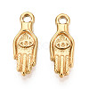 304 Stainless Steel Hamsa Hand with Eye Charms STAS-T072-47G-1