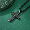 304 Stainless Steel with Wood Religion Cross Pendant Box Chain Necklaces for Men FS-WGA9A37-01-1