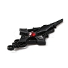 Siam Rhinestone Cross Pendant with Black Enamel ENAM-WH0001-06EB-02-3