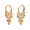 Cactus Brass Dangle Huggie Hoop Earrings EJEW-SW00001-05-1