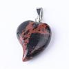 Natural Mahogany Obsidian Pendants with Brass Findings G-R390-07-1