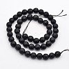 Faceted Round Natural Black Stone Beads Strands G-E302-066-8mm-3