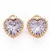 Brass Micro Pave Cubic Zirconia Charms KK-S356-773G-1
