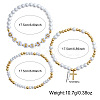 3Pcs Imitation Pearl Letter & Metal Cross Multi-Strand Bracelet Sets NP1361-4